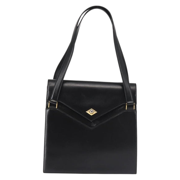 BALLY Shoulder Bag Leather Black Gold Auth 143333