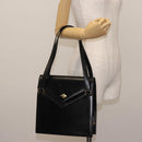 BALLY Shoulder Bag Leather Black Gold Auth 143333-21