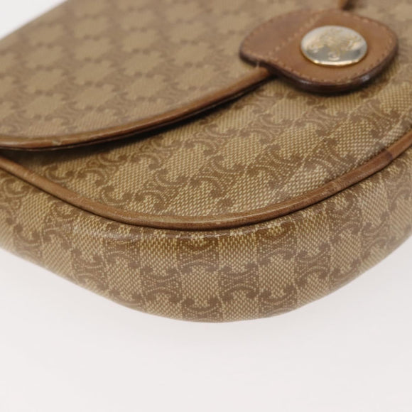 CELINE Macadam Canvas Shoulder Bag PVC Beige Gold Auth 143334