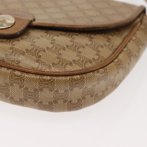 CELINE Macadam Canvas Shoulder Bag PVC Beige Gold Auth 143334