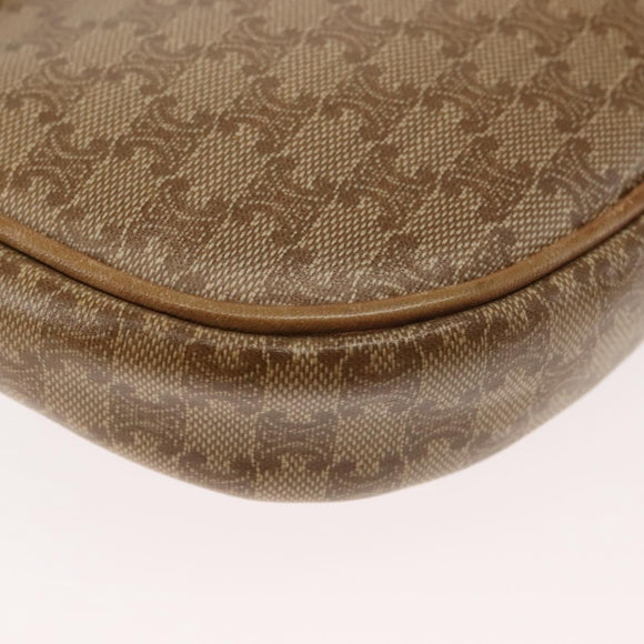 CELINE Macadam Canvas Shoulder Bag PVC Beige Gold Auth 143334