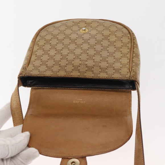CELINE Macadam Canvas Shoulder Bag PVC Beige Gold Auth 143334