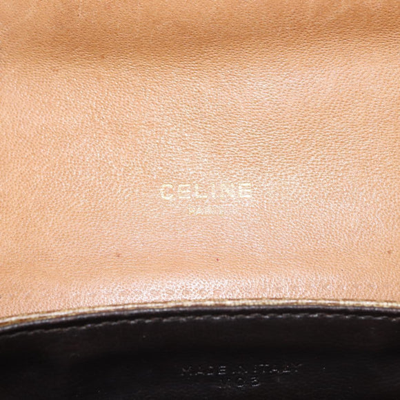 CELINE Macadam Canvas Shoulder Bag PVC Beige Gold Auth 143334