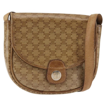 CELINE Macadam Canvas Shoulder Bag PVC Beige Gold Auth 143334