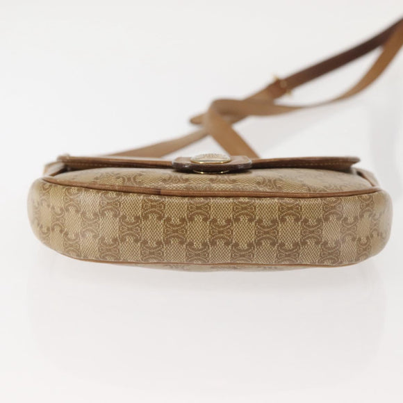 CELINE Macadam Canvas Shoulder Bag PVC Beige Gold Auth 143334