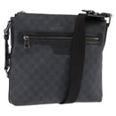 GUCCI GG Supreme Shoulder Bag PVC Leather Black Silver 322279 Auth 143336-1