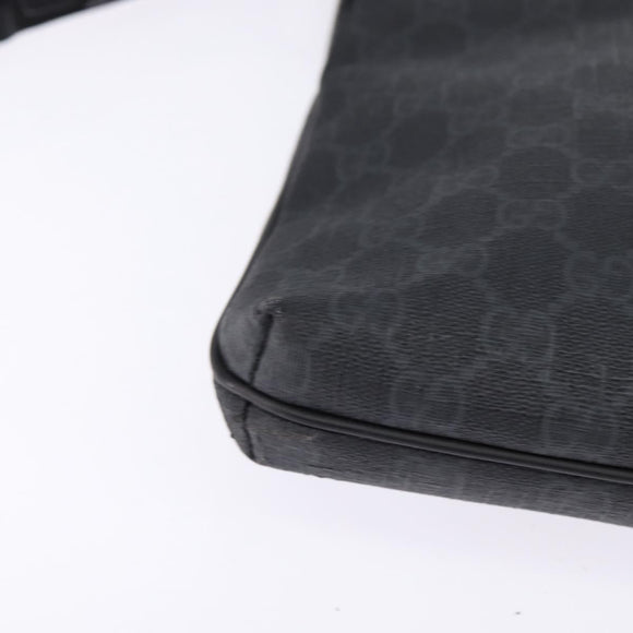 GUCCI GG Supreme Shoulder Bag PVC Leather Black Silver 322279 Auth 143336