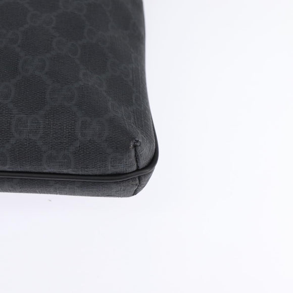 GUCCI GG Supreme Shoulder Bag PVC Leather Black Silver 322279 Auth 143336