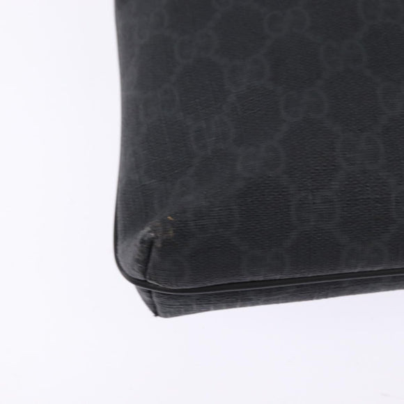 GUCCI GG Supreme Shoulder Bag PVC Leather Black Silver 322279 Auth 143336