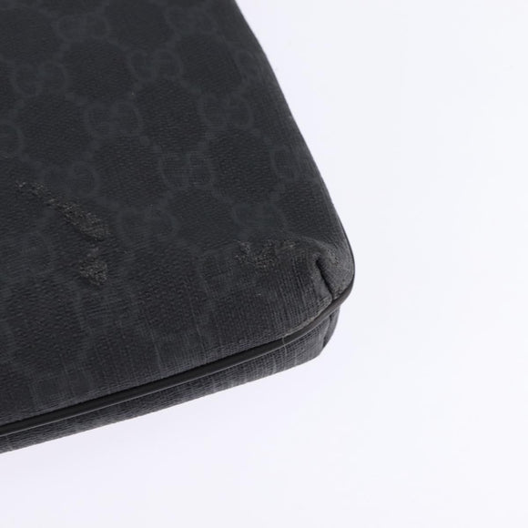 GUCCI GG Supreme Shoulder Bag PVC Leather Black Silver 322279 Auth 143336