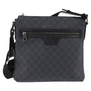 GUCCI GG Supreme Shoulder Bag PVC Leather Black Silver 322279 Auth 143336-2