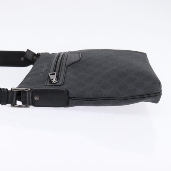 GUCCI GG Supreme Shoulder Bag PVC Leather Black Silver 322279 Auth 143336