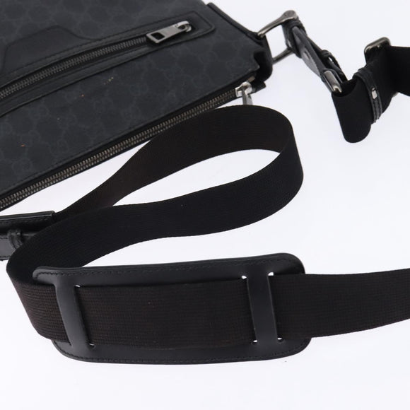 GUCCI GG Supreme Shoulder Bag PVC Leather Black Silver 322279 Auth 143336