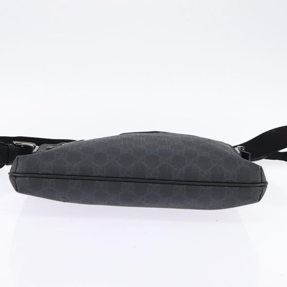 GUCCI GG Supreme Shoulder Bag PVC Leather Black Silver 322279 Auth 143336