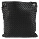 BOTTEGA VENETA INTRECCIATO Shoulder Bag Leather Black Auth 143339-3