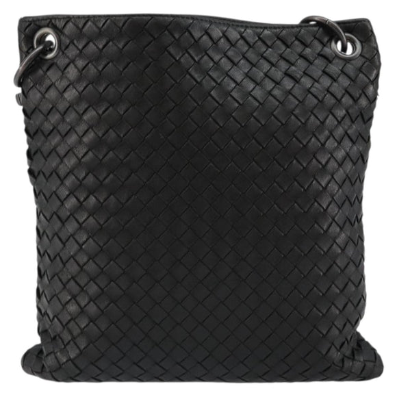 BOTTEGA VENETA INTRECCIATO Shoulder Bag Leather Black Auth 143339