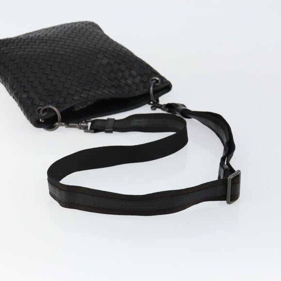 BOTTEGA VENETA INTRECCIATO Shoulder Bag Leather Black Auth 143339
