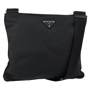 PRADA Shoulder Bag Nylon Black Silver Auth 143341