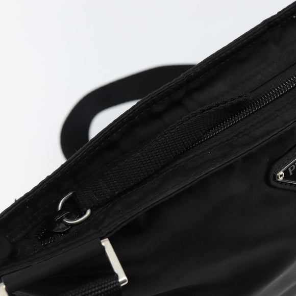 PRADA Shoulder Bag Nylon Black Silver Auth 143341