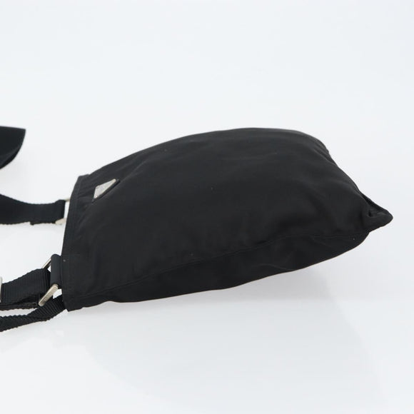 PRADA Shoulder Bag Nylon Black Silver Auth 143341