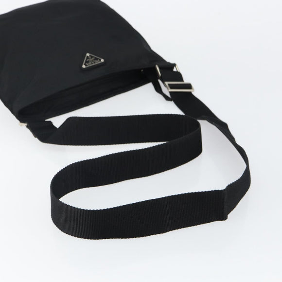 PRADA Shoulder Bag Nylon Black Silver Auth 143341