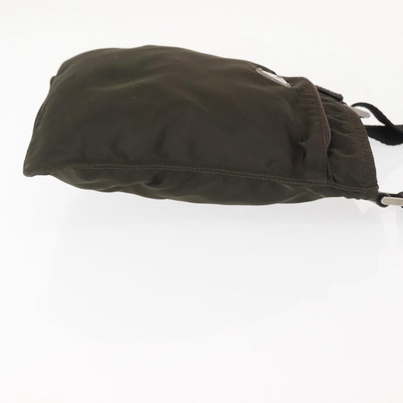 PRADA Shoulder Bag Nylon Khaki Silver Auth 143342