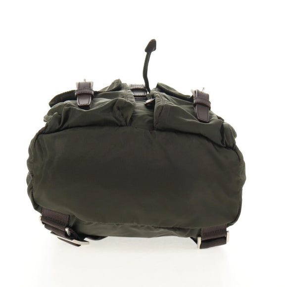 PRADA Backpack Nylon Khaki Silver Auth 143343