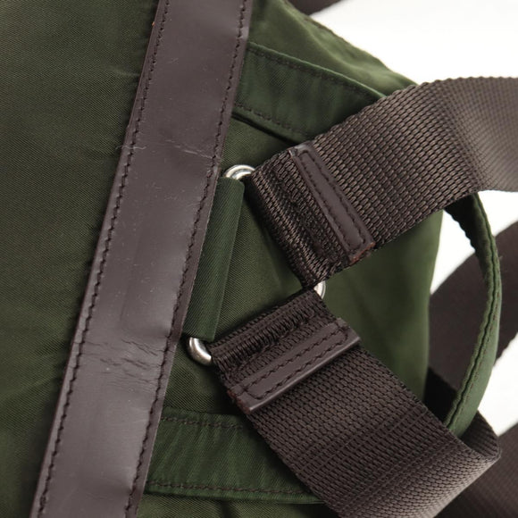 PRADA Backpack Nylon Khaki Silver Auth 143343