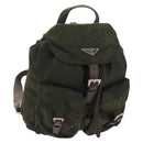 PRADA Backpack Nylon Khaki Silver Auth 143343-1