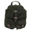 PRADA Backpack Nylon Khaki Silver Auth 143343-2