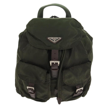 PRADA Backpack Nylon Khaki Silver Auth 143343 - 0