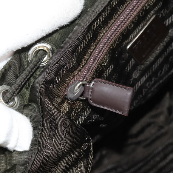 PRADA Backpack Nylon Khaki Silver Auth 143343