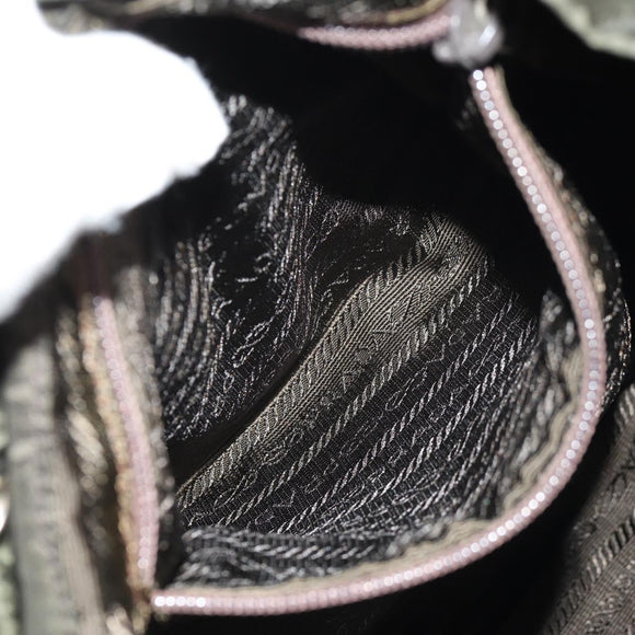 PRADA Backpack Nylon Khaki Silver Auth 143343