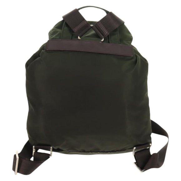 PRADA Backpack Nylon Khaki Silver Auth 143343