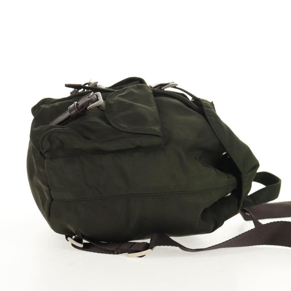 PRADA Backpack Nylon Khaki Silver Auth 143343
