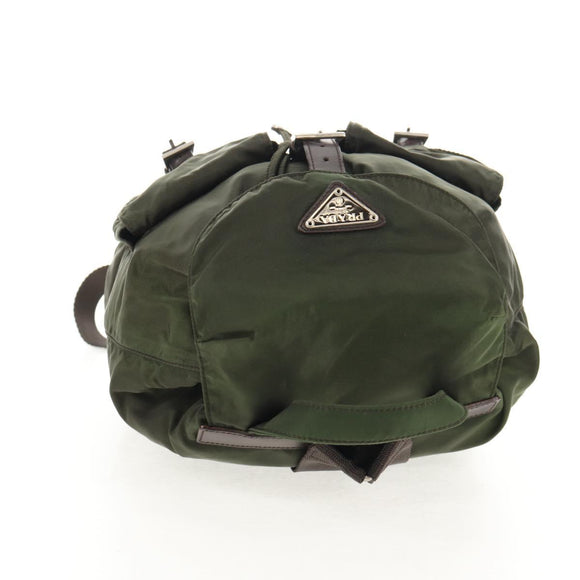 PRADA Backpack Nylon Khaki Silver Auth 143343