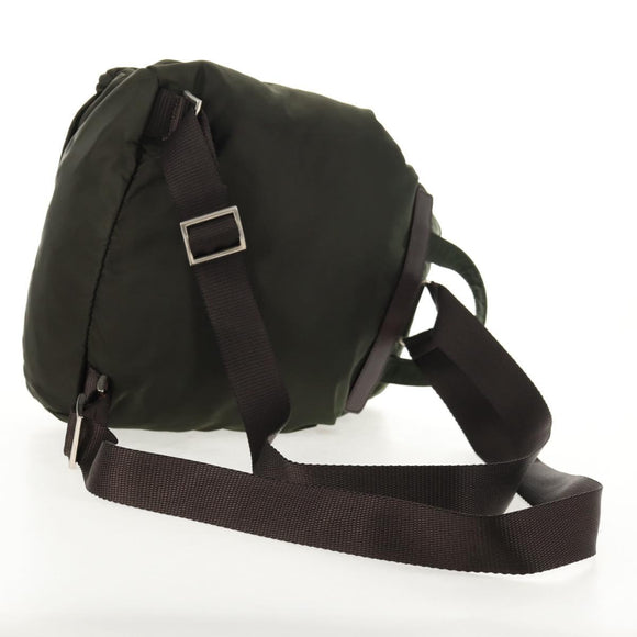 PRADA Backpack Nylon Khaki Silver Auth 143343