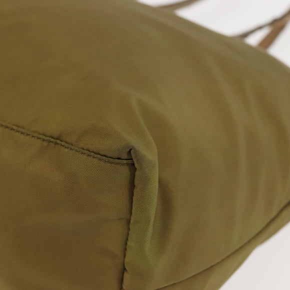 PRADA Tote Bag Nylon Khaki Gold Auth 143347
