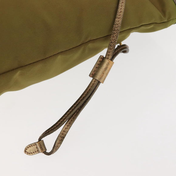 PRADA Tote Bag Nylon Khaki Gold Auth 143347