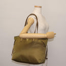 PRADA Tote Bag Nylon Khaki Gold Auth 143347-24