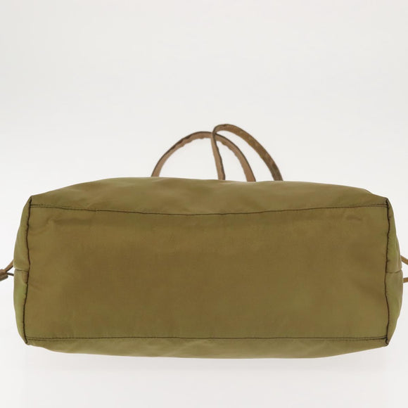 PRADA Tote Bag Nylon Khaki Gold Auth 143347