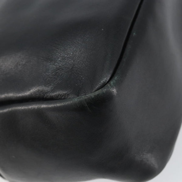 GUCCI Bamboo Hand Bag Leather Black Gold 000 2865 0575 Auth 143348