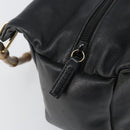 GUCCI Bamboo Hand Bag Leather Black Gold 000 2865 0575 Auth 143348-9