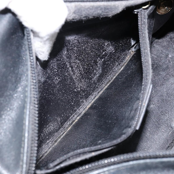 GUCCI Bamboo Hand Bag Leather Black Gold 000 2865 0575 Auth 143348