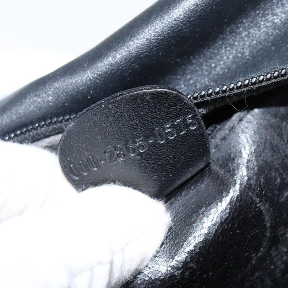 GUCCI Bamboo Hand Bag Leather Black Gold 000 2865 0575 Auth 143348