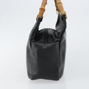 GUCCI Bamboo Hand Bag Leather Black Gold 000 2865 0575 Auth 143348-3