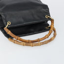 GUCCI Bamboo Hand Bag Leather Black Gold 000 2865 0575 Auth 143348-7