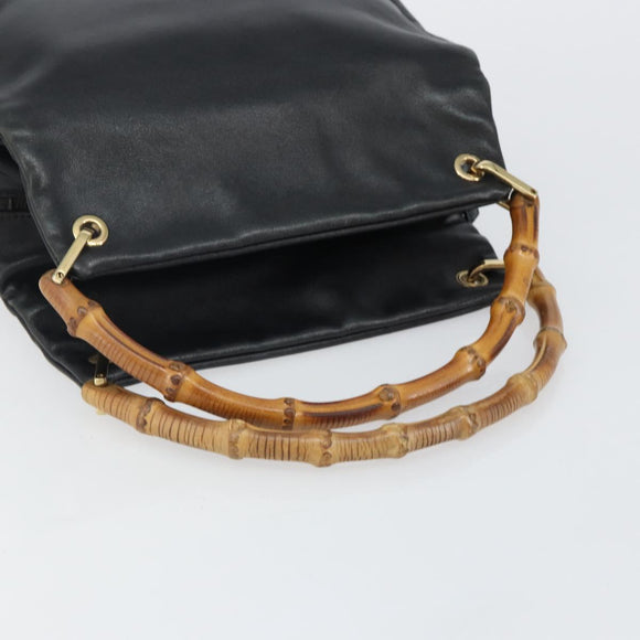 GUCCI Bambus Handtasche Leder Schwarz Gold 000 2865 0575 Original 143348