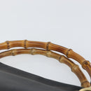 GUCCI Bamboo Hand Bag Leather Black Gold 000 2865 0575 Auth 143348-14