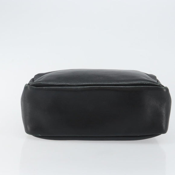 GUCCI Bamboo Hand Bag Leather Black Gold 000 2865 0575 Auth 143348